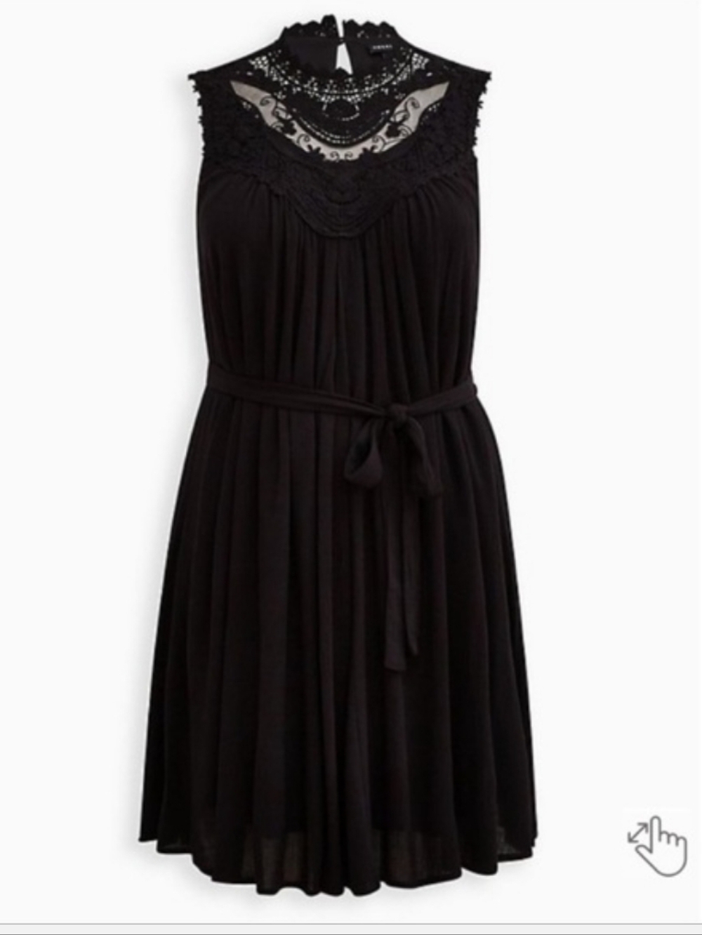 NWT Torrid mini black crinkle gauze crochet dress size 1